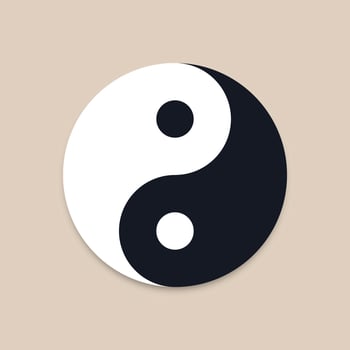 Black and white yin yang on a brown background, Symbol of balance, vector illustration