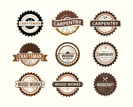 Wood Industries Company logo with the concept of saws and carpentry and classic and modern style vector