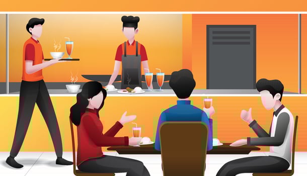 illustration, atmosphere in the Restaurant vector