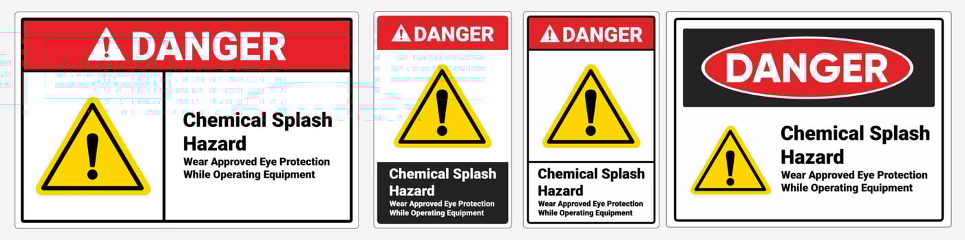 Safety sign Chemical Splash Hazard . Danger sign. OSHA and ANSI standard sign. vector