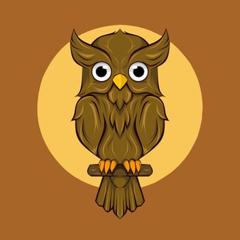 cute owl character with simple shape vector
