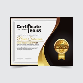 Certificate template design. Certificate of Achievement with a gold badge vector