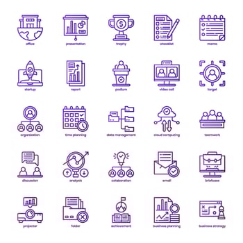 Business Planning icon pack for your website design, logo, app, UI. Business Planning icon basic line gradient design. Vector graphics illustration and editable stroke.