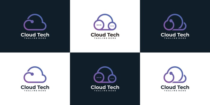 Set of technology cloud logo design collection connection communication digital vector