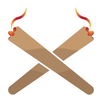 Crossed the marijuana joints or cannabis spliff cigarette flat vector color icon.
