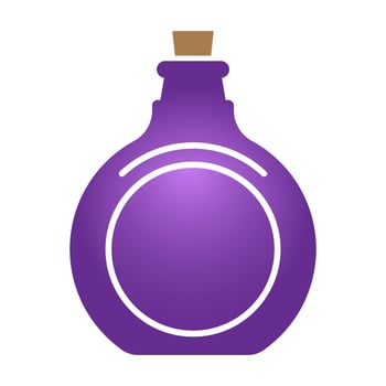 Antique glass bottle with cork stopper flat color icon for apps or websites vector