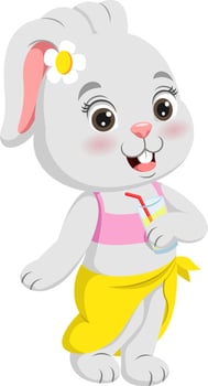 Cute bunny cartoon in summer clothes vector
