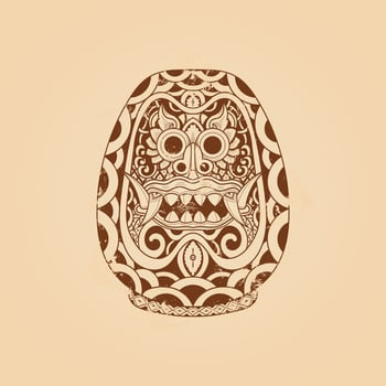 Balinese barong daruma grunge texture vector illustration