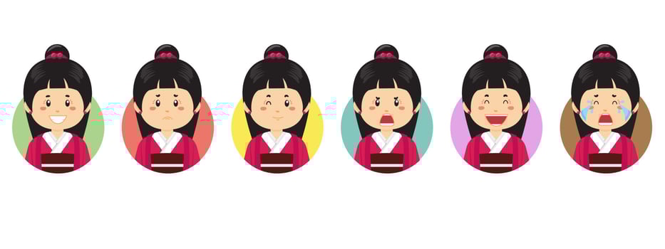 Japanese Avatar with Various Expression vector