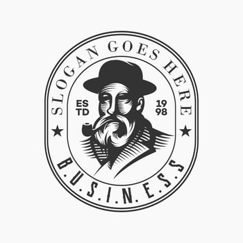 vintage logo old man vector template illustration