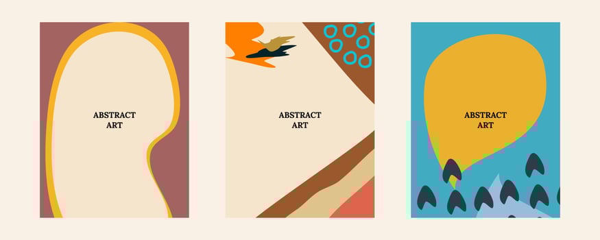 Trendy organic shape hand drawn cute abstract background set. Colorful modern templates for your design or home interior. Good for cover, invitation, banner, placard, brochure, poster, card, and flyer vector