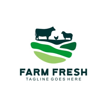 vintage cattle animal farm  logo icon and template illustration vector