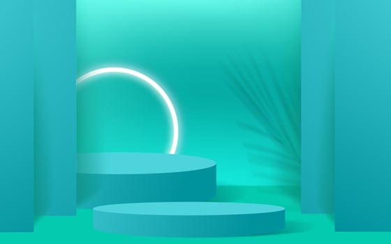 Cylinder abstract minimal scene with geometric platform. Summer background vector 3d rendering with podium. stand to show cosmetic products. Stage showcase on pedestal modern 3d studio blue pastel