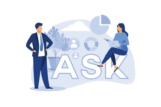 Vector illustration, concept illustration of frequently asked questions people around exclamations and question marks, metaphor question answer