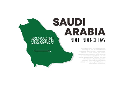 Saudi arabia independence day background with arab flag. vector