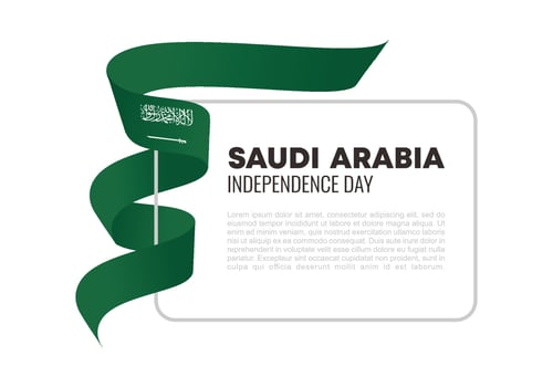 Saudi arabia independence day background with arab flag. vector