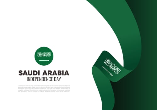 Saudi arabia independence day background with arab flag. vector