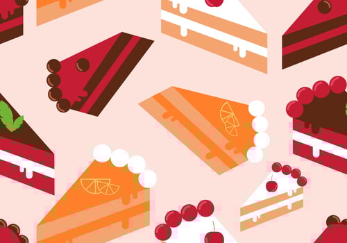 Sweet food seamless pattern vector with cake and donuts. sweet food cake and donuts abstract print design for wallpaper, wrap paper or fabric, and food packaging.