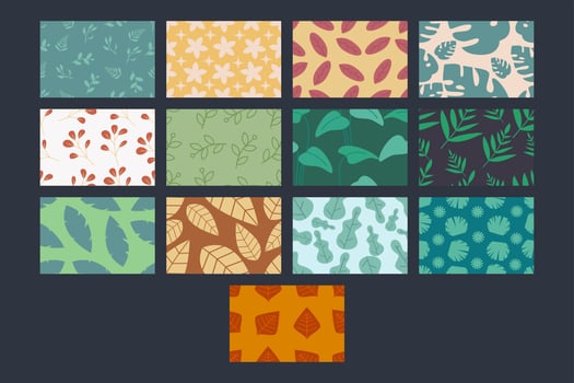 botanical and flower seamless pattern collection. Set of botanical seamless pattern. vector