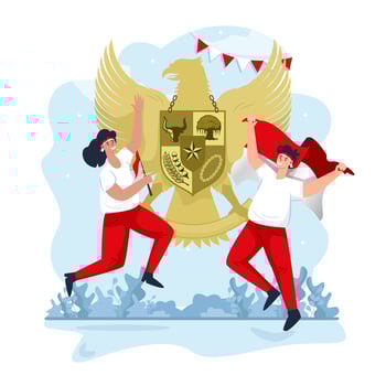 Flat design two young celebrate Pancasila day vector