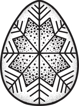 Vector illustration, monochrome drawing, decorative Easter egg with a pattern on a transparent background, design element