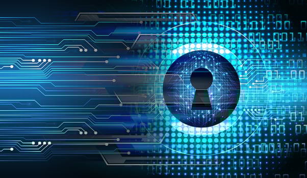 Closed Padlock on digital background, cyber security vector