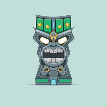 Astec Tiki Mask Bar vintage colorful metal sign vector