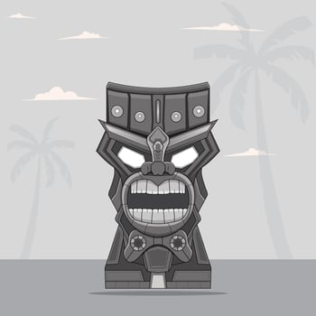 Tiki Mask Vintage Traditional Tattoos Design vector