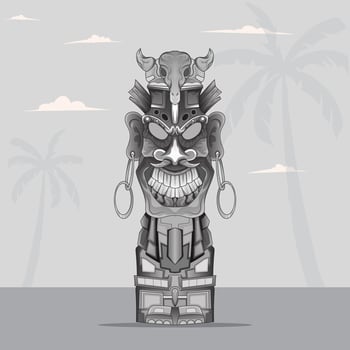 Tiki Mask Vinta ge Traditional Tattoos Design vector