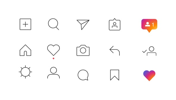 Website line icons social media icons user. Stories user button, symbol, sign, like, follower, comment vector illustration