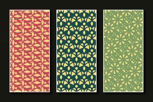 Vintage vertical card pattern set vector