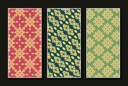 Vintage vertical card pattern set vector