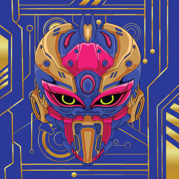 Illustration of robot head mascot logo design vector
