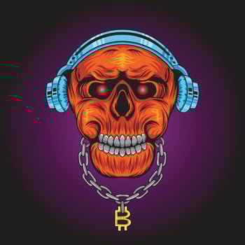 Skull with bitcoin illustration vector