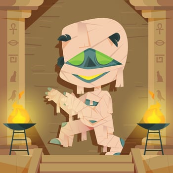 Funny Mummy Kid In A Cartoon vector