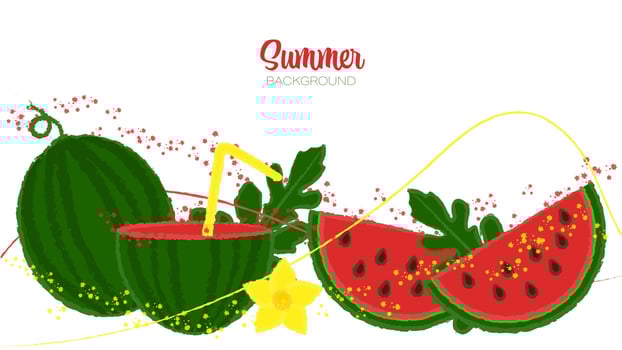 Fresh Tasty Watermelon Summer Background With Abstract Brush Strokes and Splashes vector