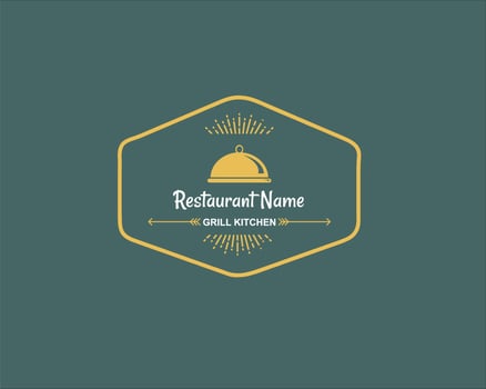 restaurant button logo design vector