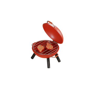 bbq grill illustration with machine grill 3d png
