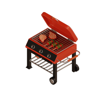bbq grill illustration with machine grill 3d png