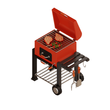 bbq grill illustration with machine grill 3d png
