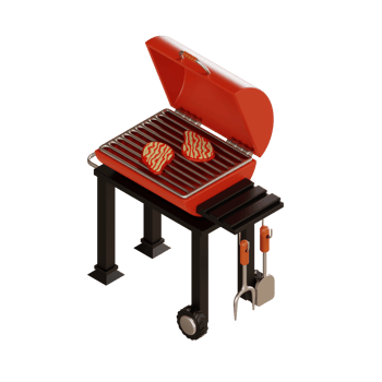 bbq grill illustration with machine grill 3d png