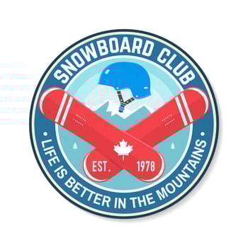 Snowboard Club. Vector. Concept for shirt , print, stamp or tee. Vintage typography design with snowboard and helmet silhouette. Extreme winter sport. vector