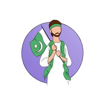 Illustration of man celebrate of pakistan indepence day in august vector