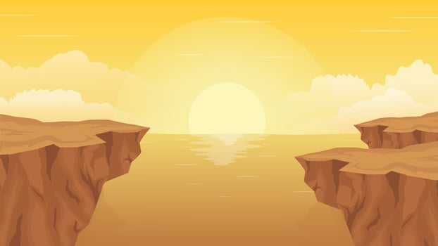 Yellow awesome beach cliff landscape vector illustration