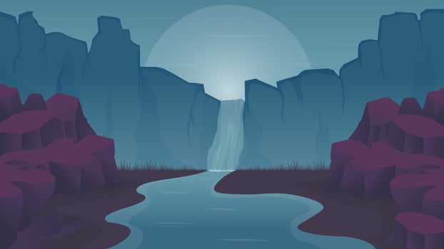Purple awesome beach cliff landscape vector illustration
