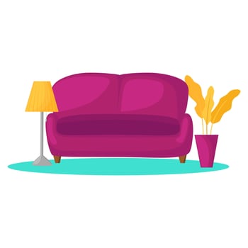 Interior colorful furniture flat style vector isolated illustration