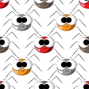 Seamless vector pattern with color cute spider