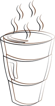 Single element paper Coffee Cup. Draw illustration in black and brown vector