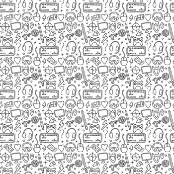seamless pattern with gaming icons vector