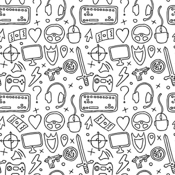 seamless pattern with gaming icons vector